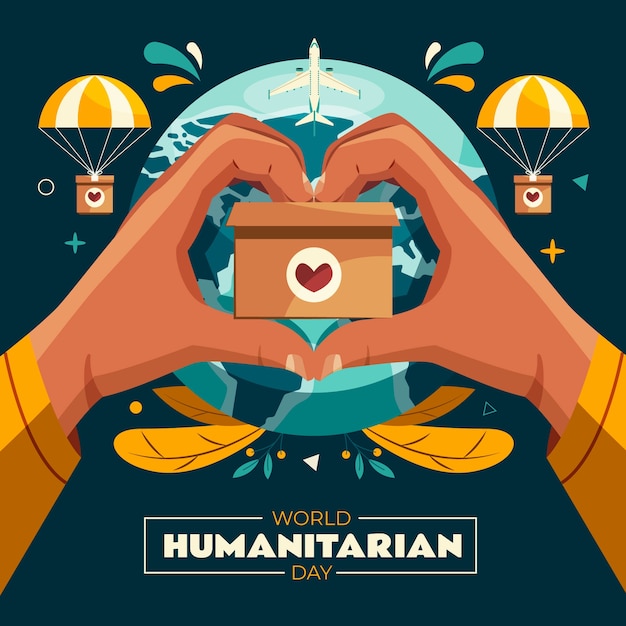 Vlakke afbeelding voor wereld humanitaire dag