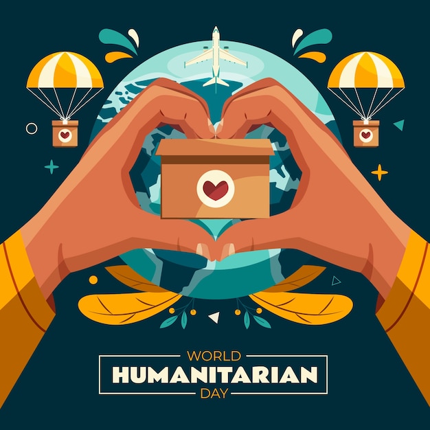 Gratis vector vlakke afbeelding voor wereld humanitaire dag