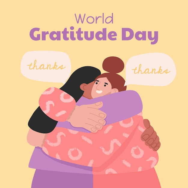 Gratis vector vlakke afbeelding voor werelddag van dankbaarheid