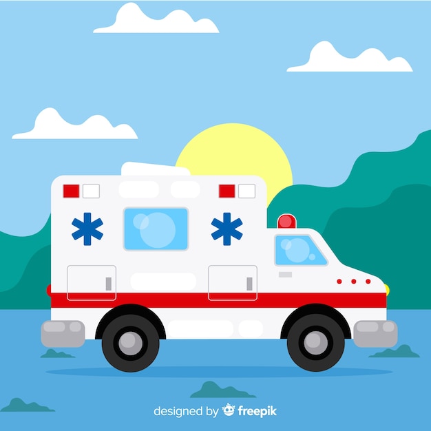 Gratis vector vlakke ambulance