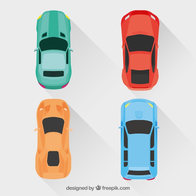 Gratis vector vlakke auto collectie met schaduwen