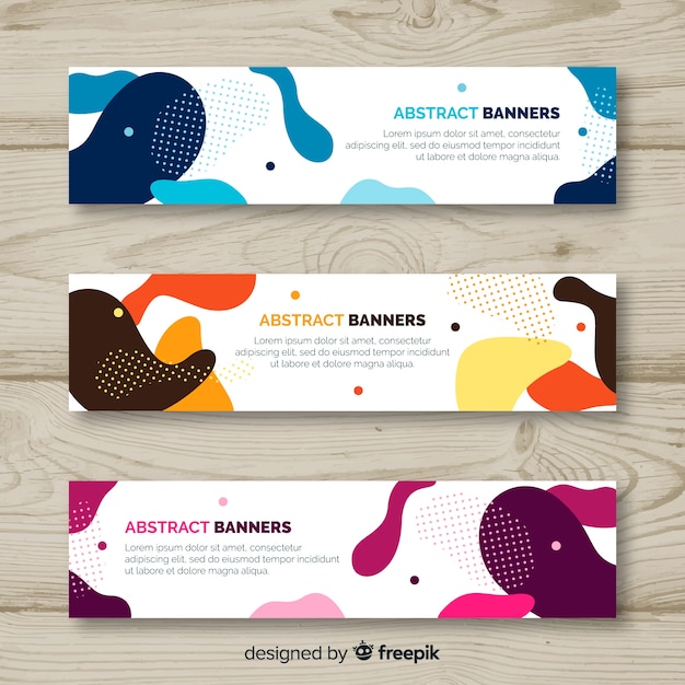 Gratis vector vlakke banner set van vloeibare vorm