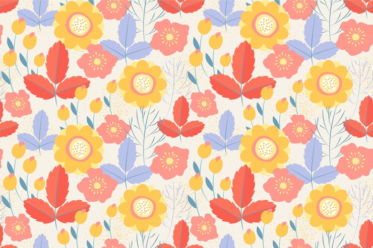 Vlakke bloemenveerpatroonontwerp