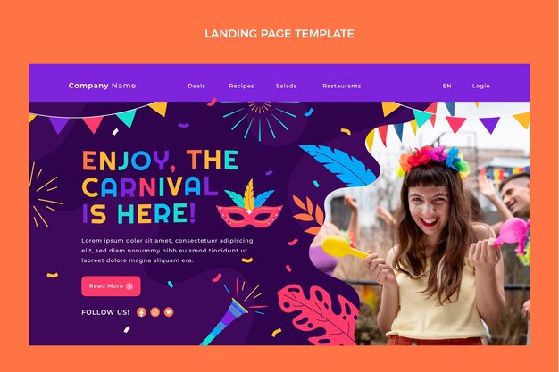 Vlakke carnival landingspagina sjabloon