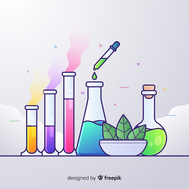 Gratis vector vlakke chemie kleurrijke achtergrond