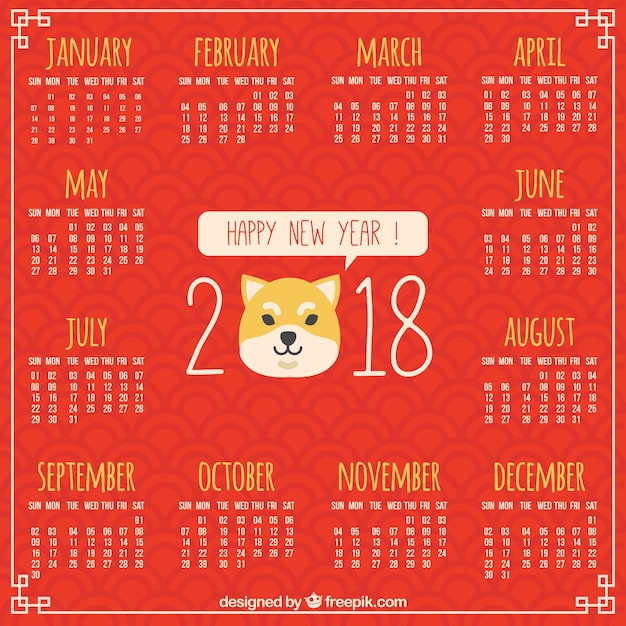 Gratis vector vlakke chinese nieuwe jaarkalender