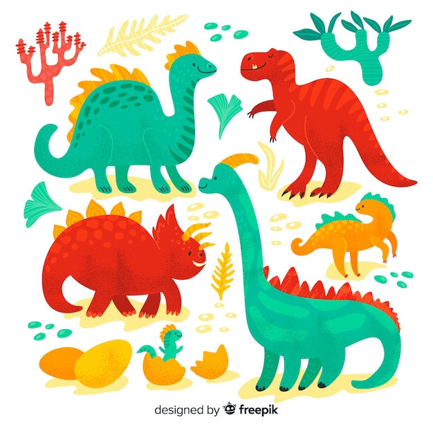 Gratis vector vlakke dinosauruscollectie