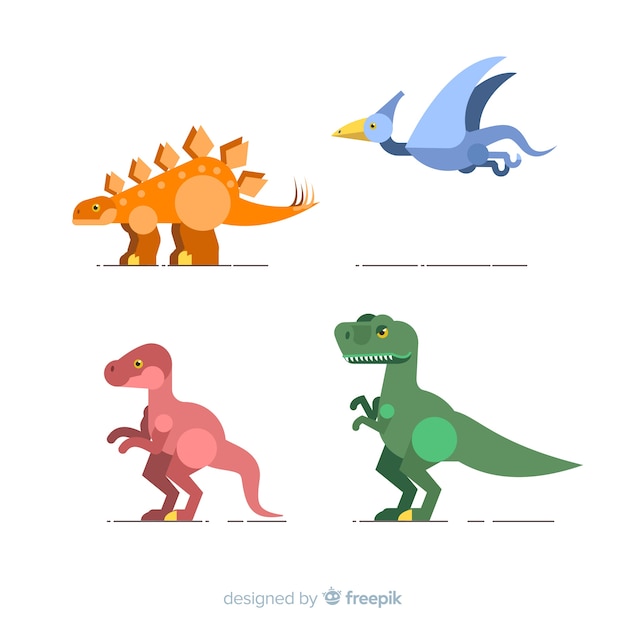 Gratis vector vlakke dinosauruscollectie