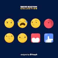 Gratis vector vlakke emoticon-reactiecollectio