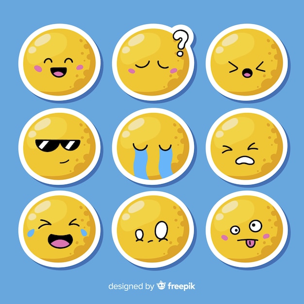 Gratis vector vlakke emoticon-reactiecollectio