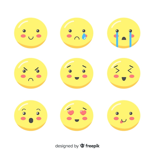 Vlakke emoticon-reactiecollectio