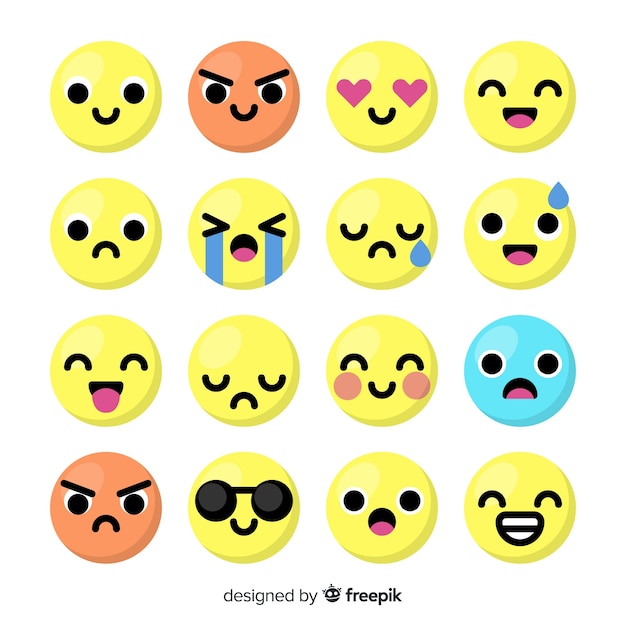 Vlakke emoticon-reactiecollectio