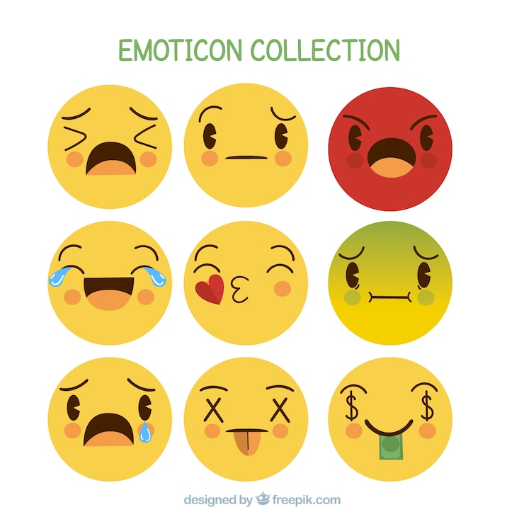 Gratis Vector vlakke emoticon-reactiecollectio