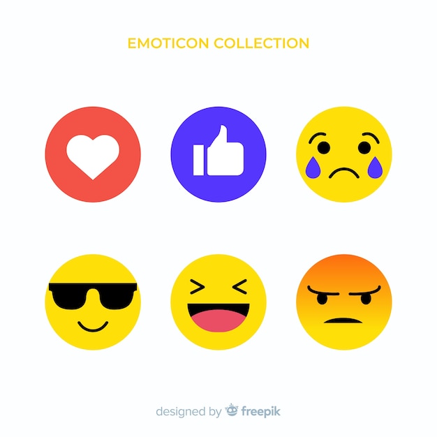 Gratis vector vlakke emoticon-reactiecollectio