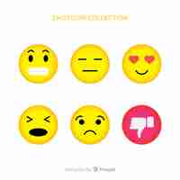 Gratis vector vlakke emoticon-reactiecollectio