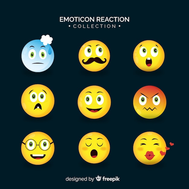 Gratis vector vlakke emoticon-reactiecollectio
