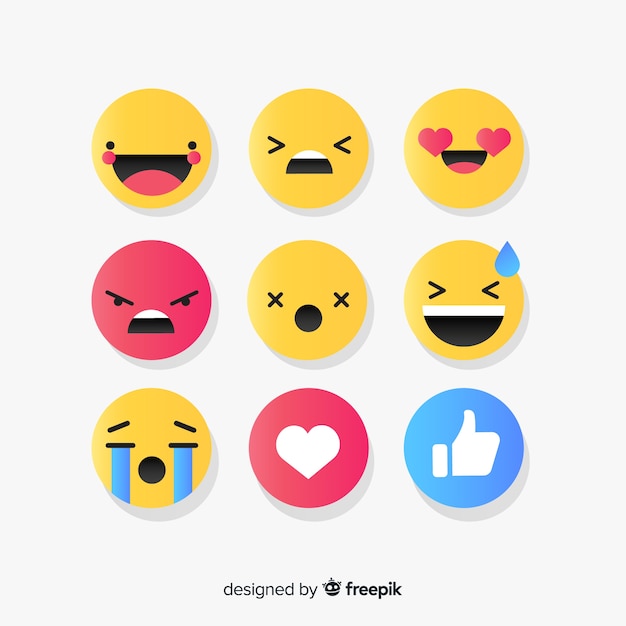 Vlakke emoticon-reactiecollectio