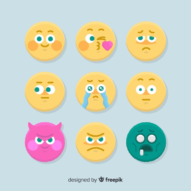 Gratis vector vlakke emoticon-reactiecollectio