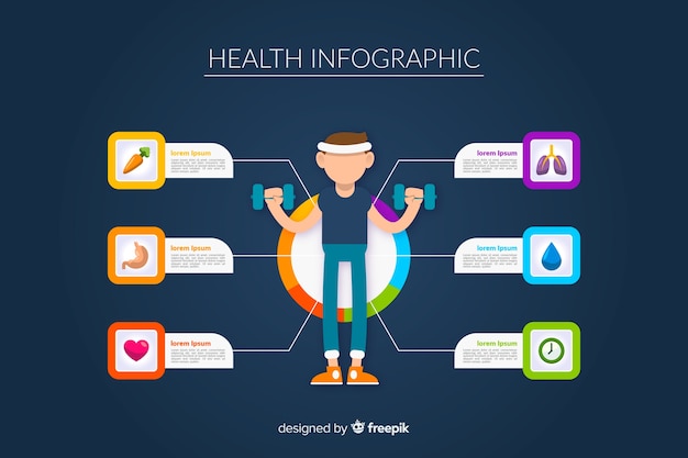 Gratis vector vlakke gezondheidsinfographics van atleten