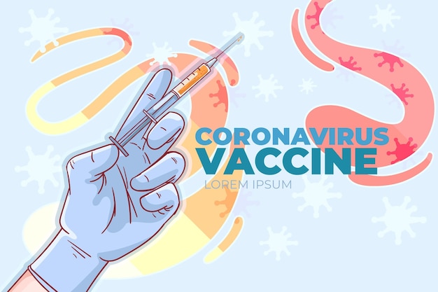 Gratis vector vlakke hand getekend coronavirus vaccin illustratie