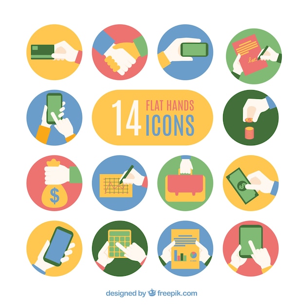 Gratis vector vlakke handen iconen collectie