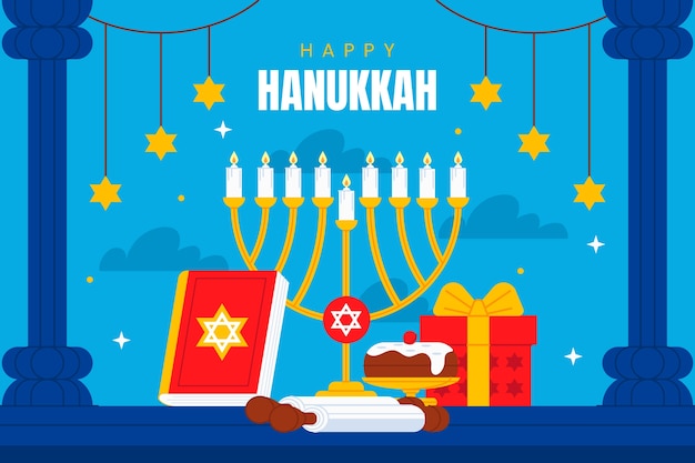 Gratis vector vlakke hanukkah achtergrond