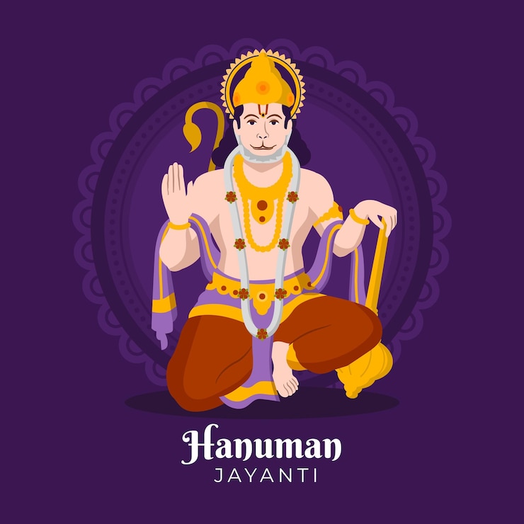 Gratis Vector vlakke hanuman jayanti illustratie