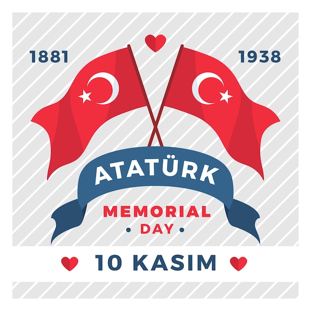 Gratis vector vlakke herdenking van ataturk, jeugd en sportdag illustratie