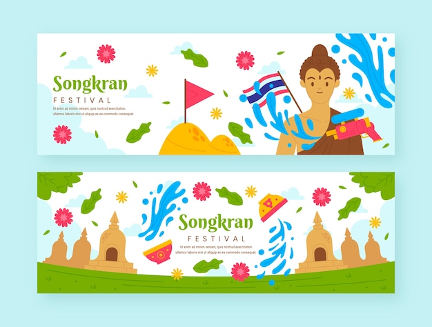 Vlakke horizontale spandoeken voor songkran waterfestival