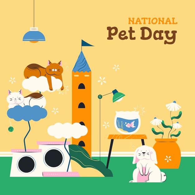 Gratis vector vlakke illustratie van de nationale dag van huisdieren