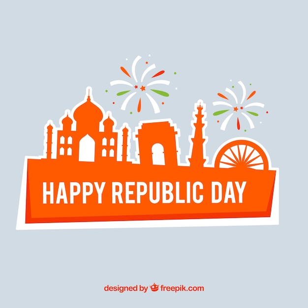 Gratis vector vlakke india republiek dag achtergrond