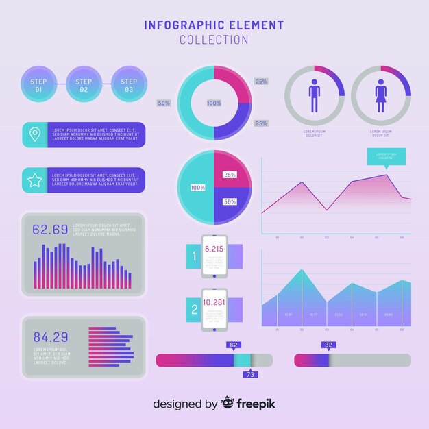 Vlakke infographic elementeninzameling