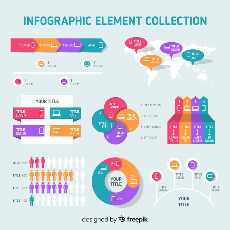 Gratis Vector vlakke infographic elementeninzameling