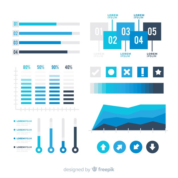 Vlakke infographic elementeninzameling