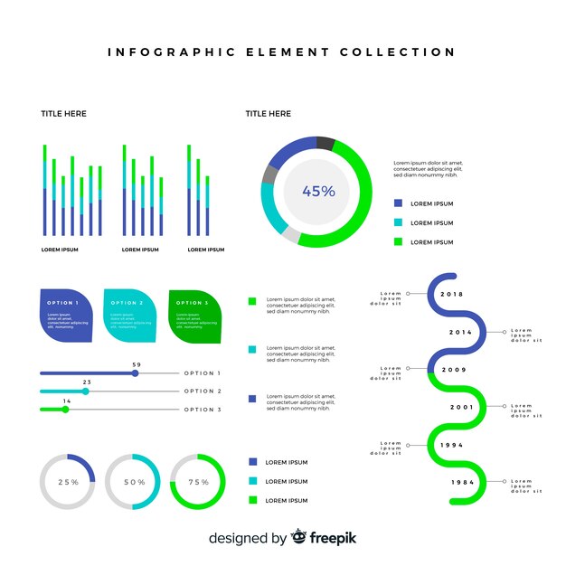 Vlakke infographic elementeninzameling