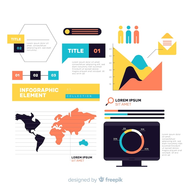 Vlakke infographic elementeninzameling