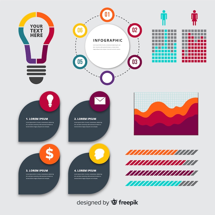 Gratis Vector vlakke infographic elementeninzameling
