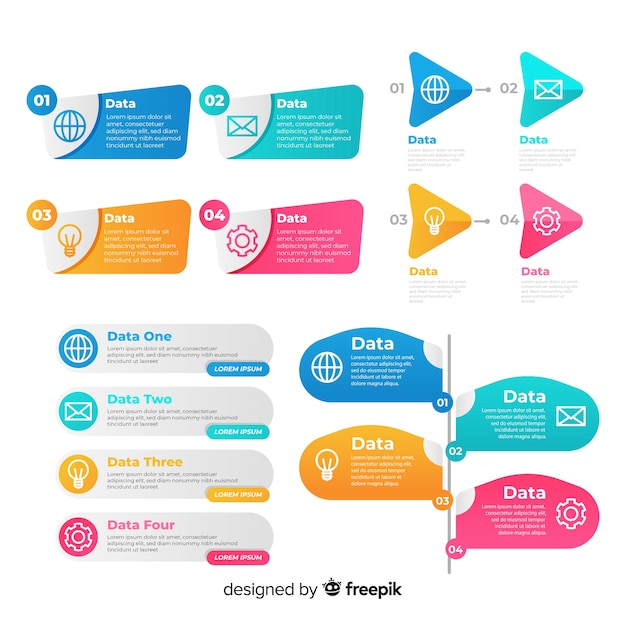 Gratis vector vlakke infographic elementeninzameling