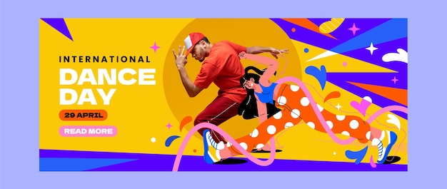 Vlakke internationale dansdag banner sjabloon