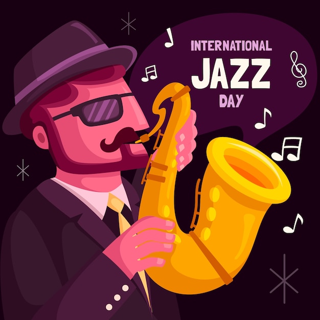 Gratis vector vlakke internationale jazzdag