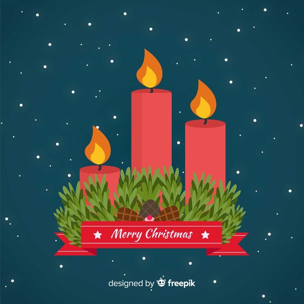 Vlakke kaarsen Kerstmis achtergrond