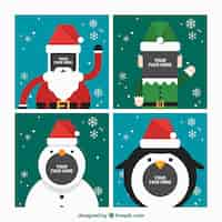 Gratis vector vlakke kerst karakter frames