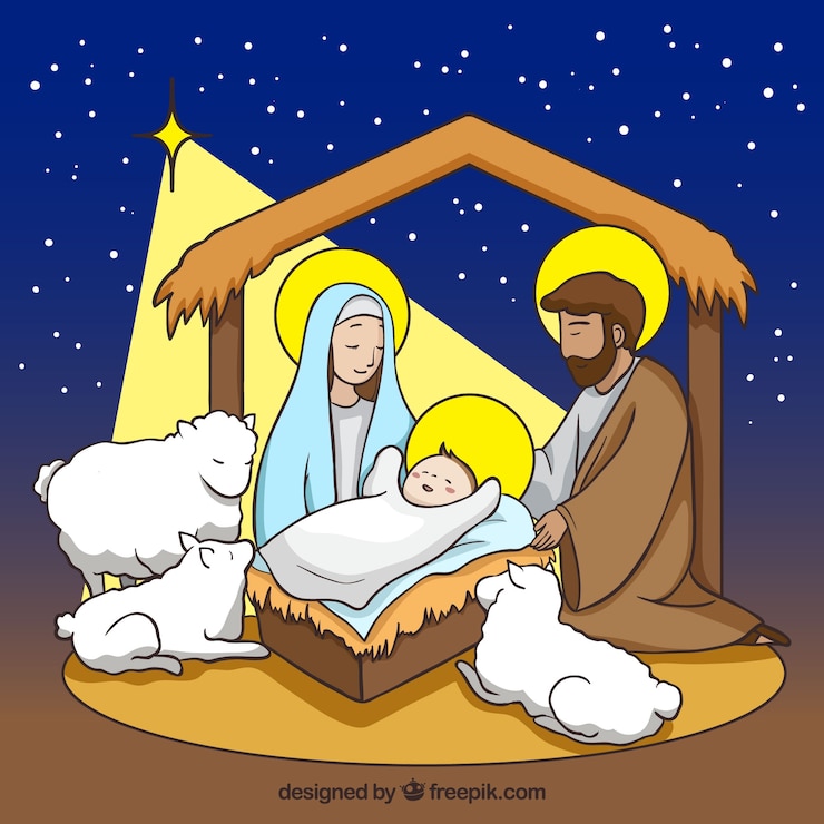 Gratis Vector vlakke kerststal