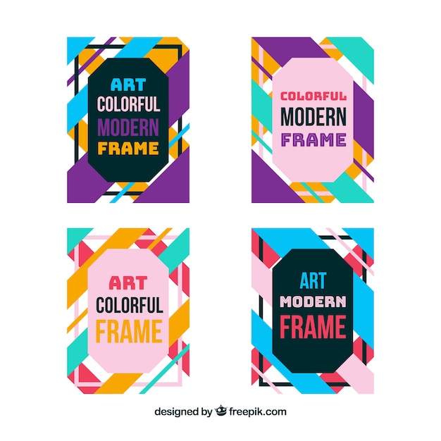 Gratis vector vlakke kleurrijke frame-collectie