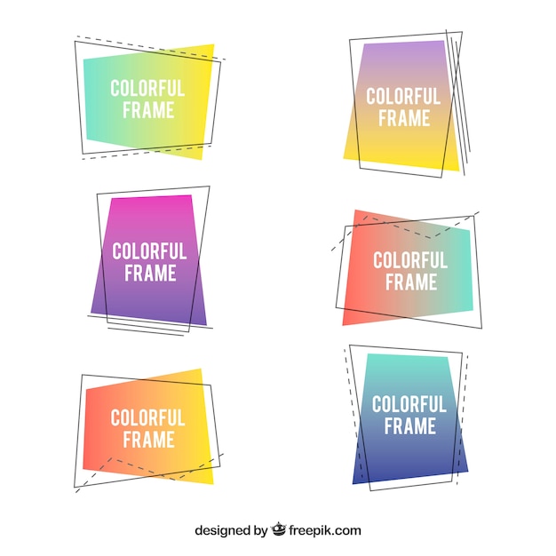 Gratis vector vlakke kleurrijke frame-collectie