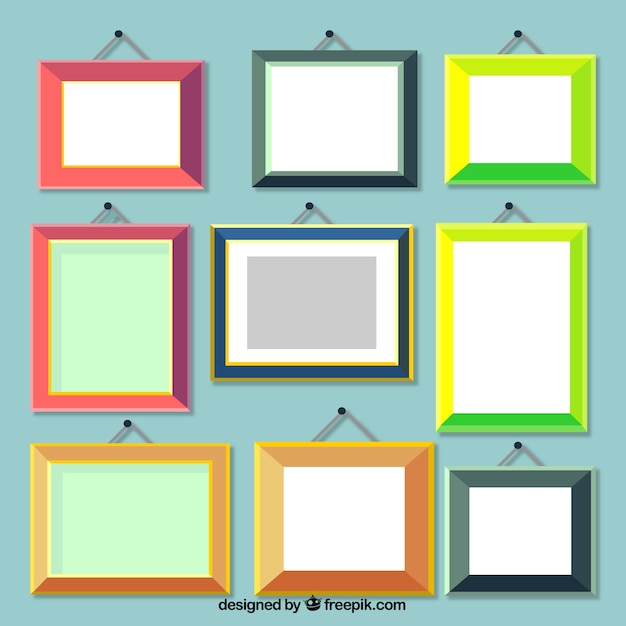 Gratis vector vlakke kleurrijke frames-collectie