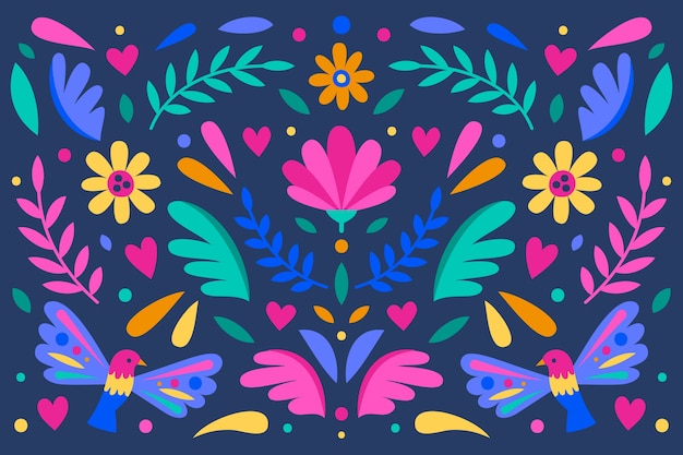Vlakke kleurrijke mexicaanse achtergrond