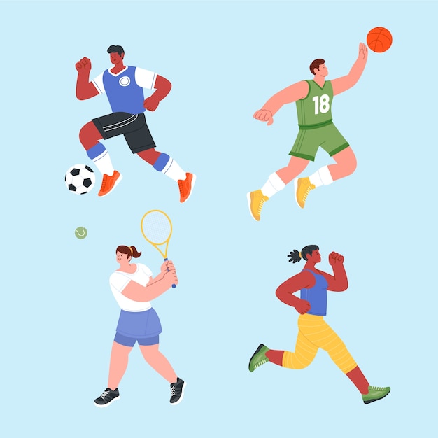 Gratis vector vlakke mensen die sportenillustratie doen