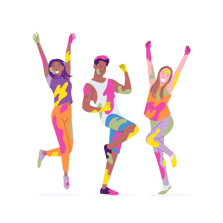 Gratis Vector vlakke mensen vieren geïllustreerd holifestival