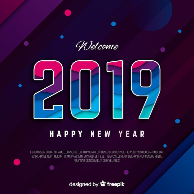 Vlakke nieuwe jaar 2019 achtergrond